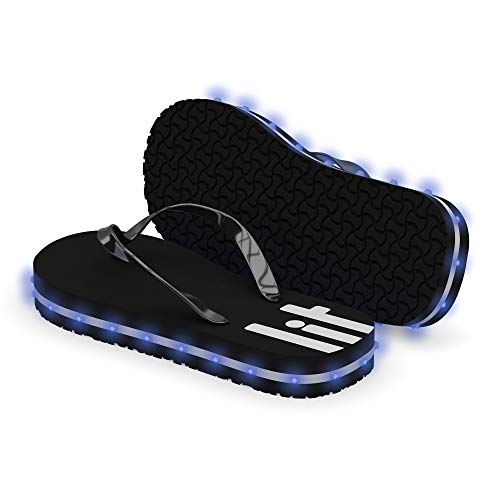 Litflip Women's LED Lighted Flip-Flop Sandals with Double USB Recharging Cable Black