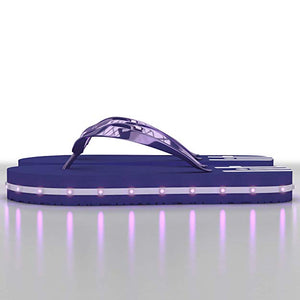 Litflip Light-Up Flip Flop Sandals for Women, Water-Resistant & Sandproof, Purple, Glowing LED Lights, Double USB Recharging Cable