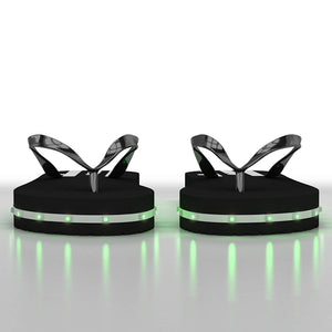 Litflip Light-Up Flip Flop Sandals for Men & Women, Water-Resistant & Sandproof, Black, Glowing LED Lights, Double USB Recharging Cable