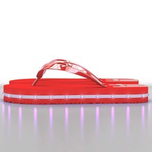 Load image into Gallery viewer, Litflip Light-Up Flip Flop Sandals for Men &amp; Kids, Water-Resistant &amp; Sandproof, Red, Glowing LED Lights, Double USB Recharging Cable