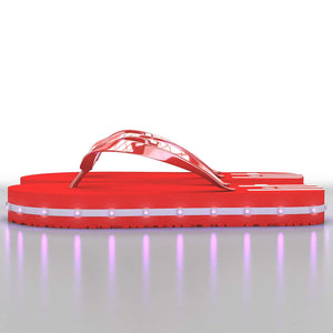 Litflip Light-Up Flip Flop Sandals for Men & Kids, Water-Resistant & Sandproof, Red, Glowing LED Lights, Double USB Recharging Cable