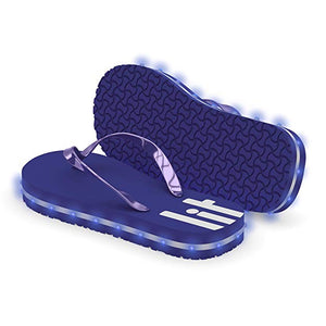 Litflip Light-Up Flip Flop Sandals for Women, Water-Resistant & Sandproof, Purple, Glowing LED Lights, Double USB Recharging Cable