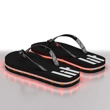 Load image into Gallery viewer, Litflip Light-Up Flip Flop Sandals for Men &amp; Women, Water-Resistant &amp; Sandproof, Black, Glowing LED Lights, Double USB Recharging Cable