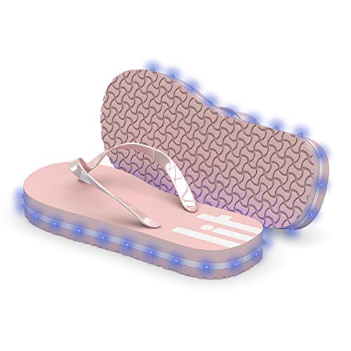 Litflip Women's LED Lighted Flip-Flop Sandals with Double USB Recharging Cable Pink
