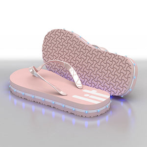 Litflip Light-Up Flip Flop Sandals for Women & Kids, Water-Resistant & Sandproof, Pink, Glowing LED Lights, Double USB Recharging Cable